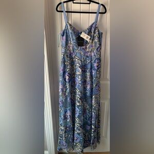 Dress the Population Blue and Purple Floral Maxi Skirt